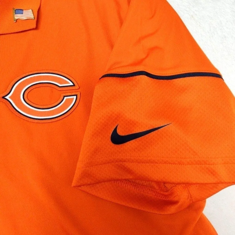 Nike Chicago Bears Polo Shirt Mens Large Orange Dri-FIT Football Training Pro